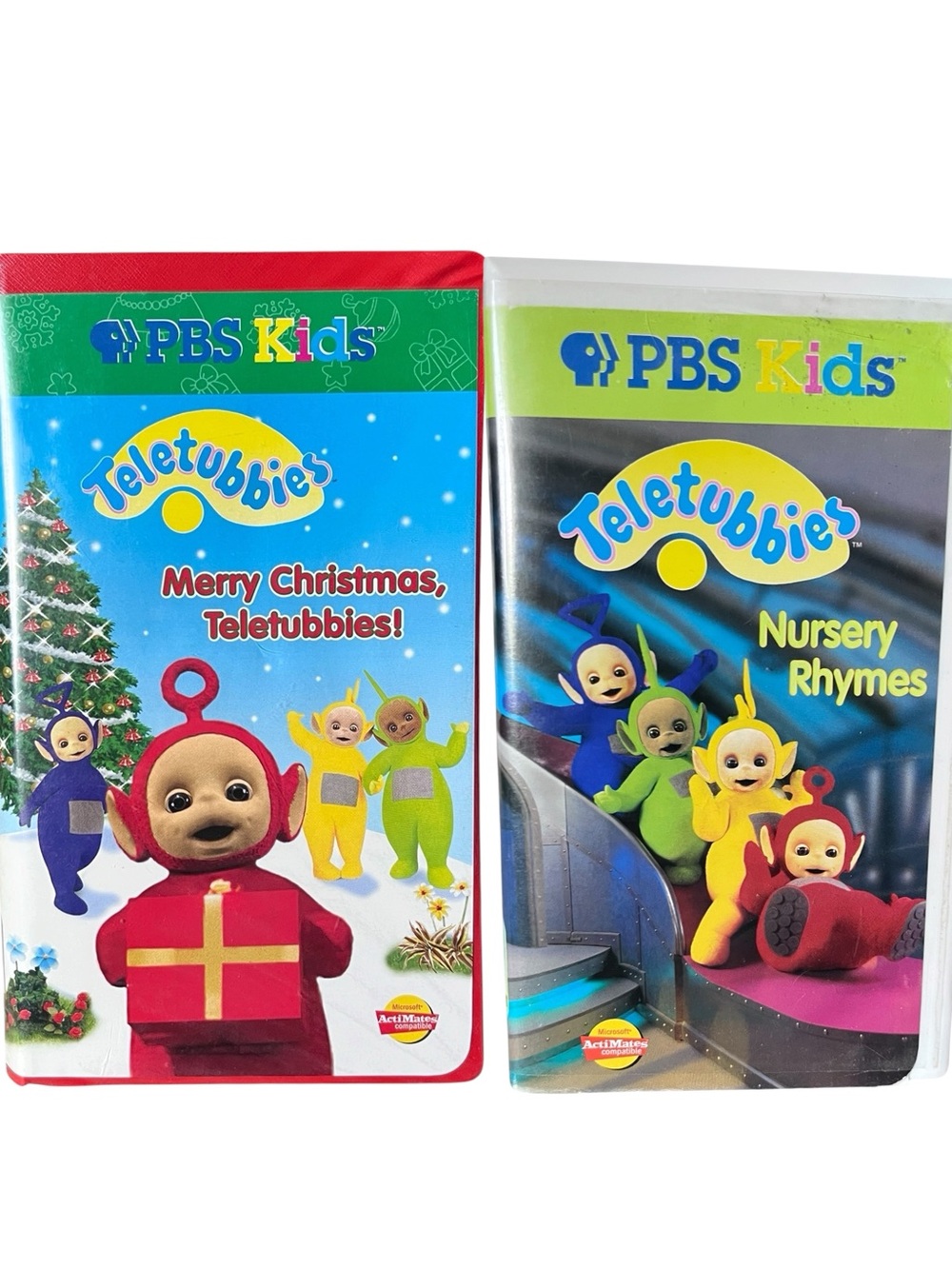 Vintage PBS Teletubbies VHS lot (2) Merry Xmas & Nursery Rhymes